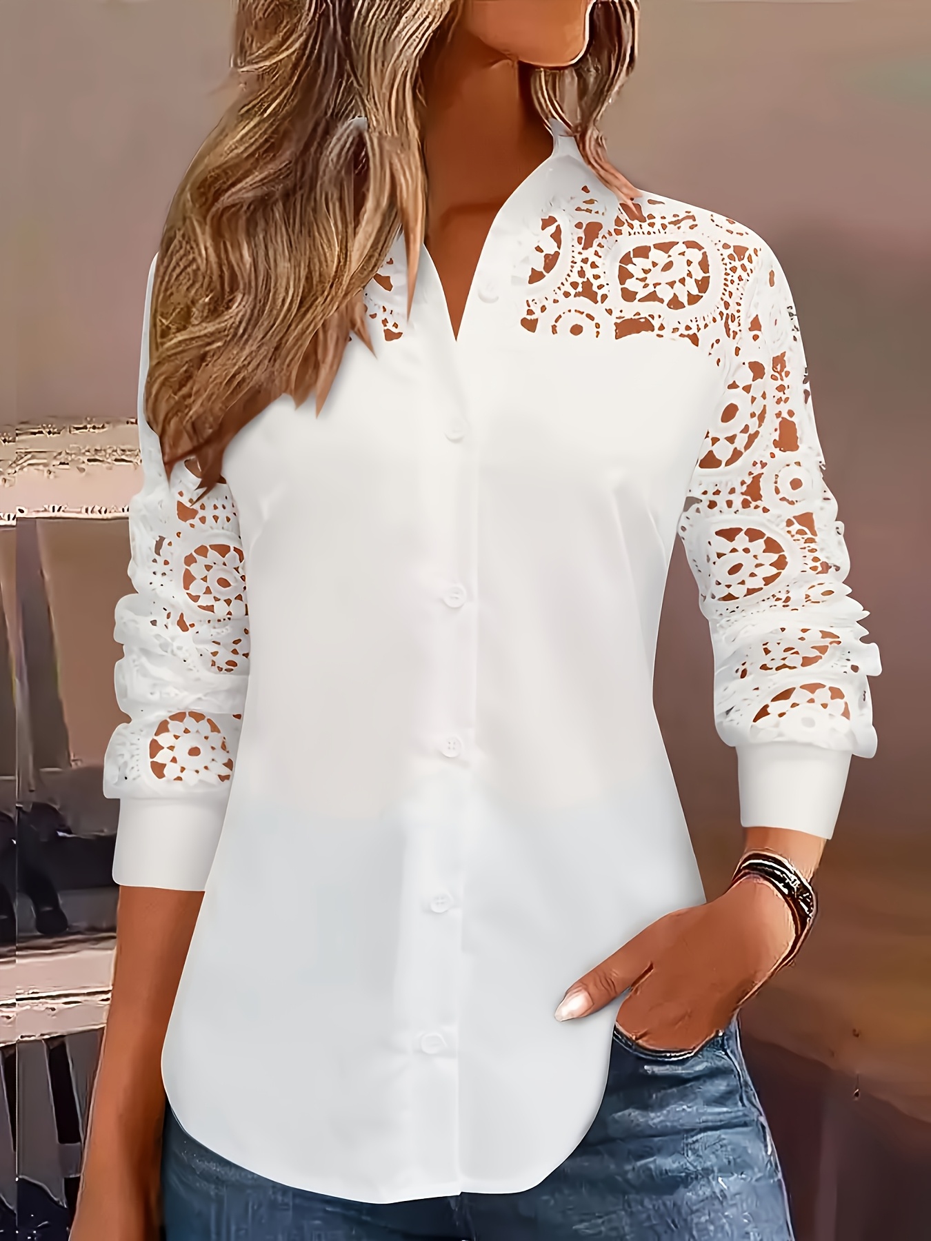 Embroidery Online - مزاجه فضفاض امرأة قميص أزياء عارضة