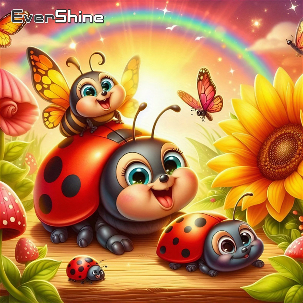 Embroidery Lady Bug - لوحة فسيفساء ماسية من إيفرشاين على