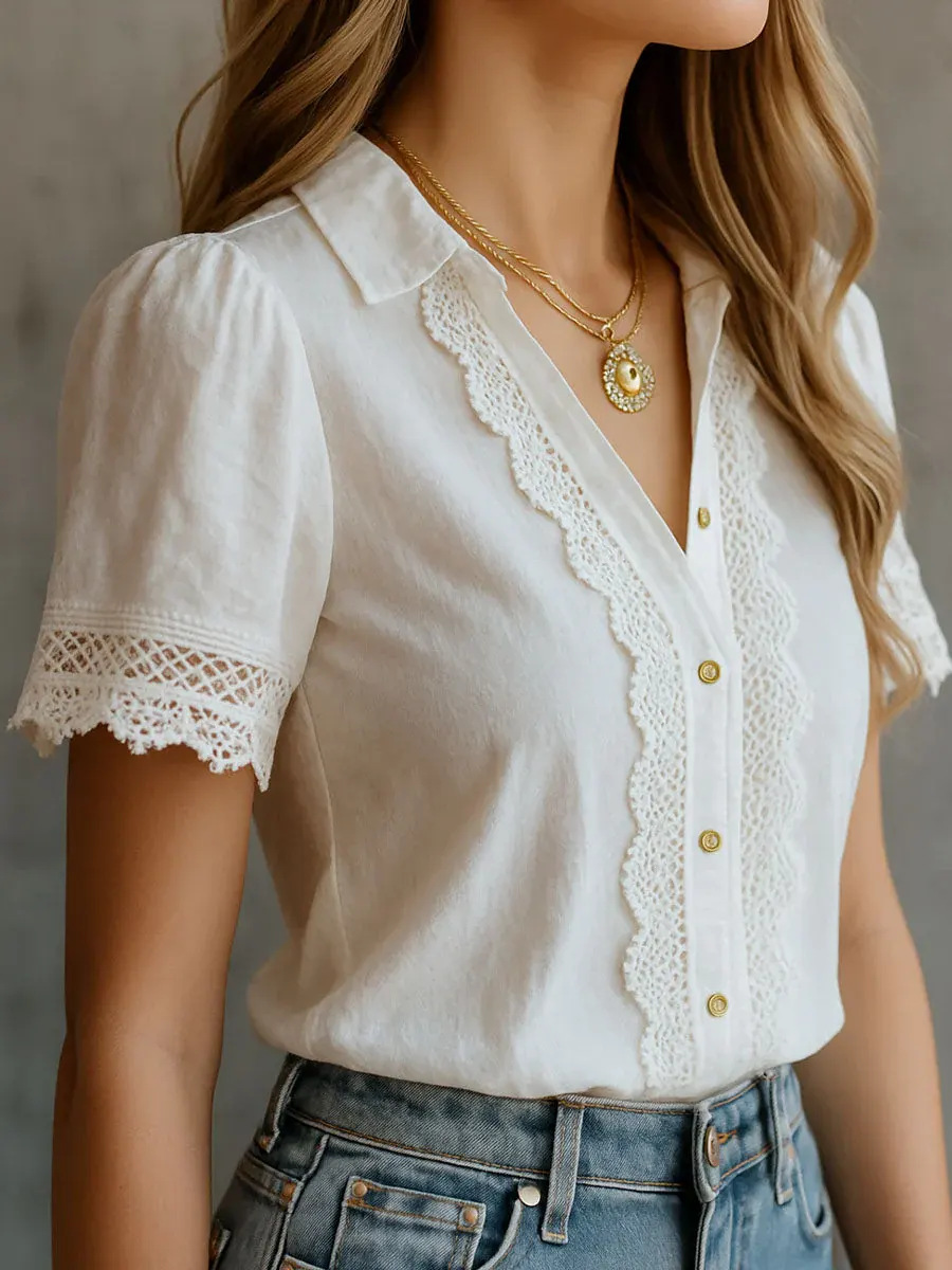 Embroidery Online - قمصان نسائية أنيقة بلون واحد مع