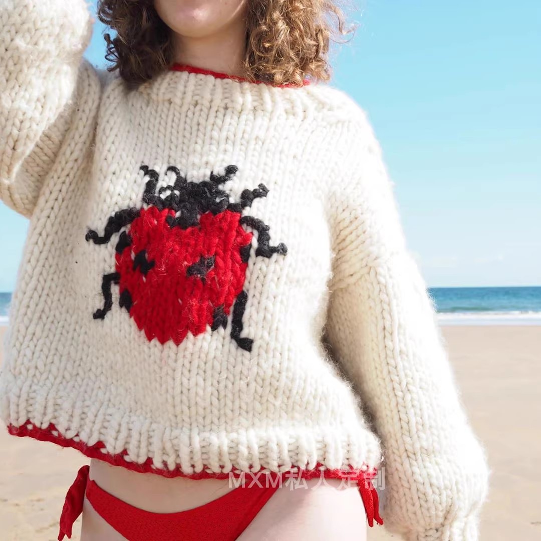 Embroidery Lady Bug - سبعة نجوم الخنفساء نمط الصوف الخالص