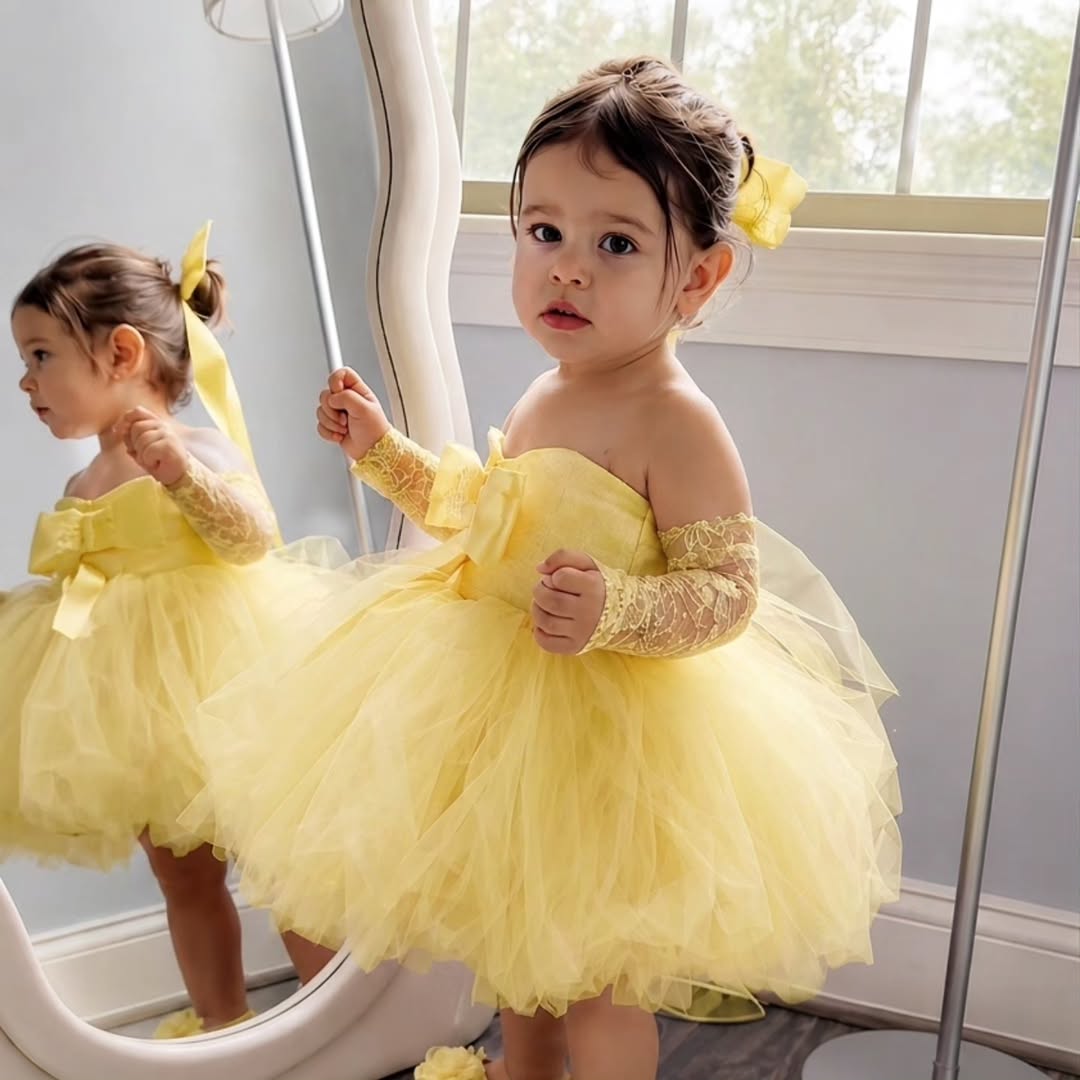 فستان الأميرة الأصفر للفتيات ل - مراجعة Embroidery Yellow Dress وسعره