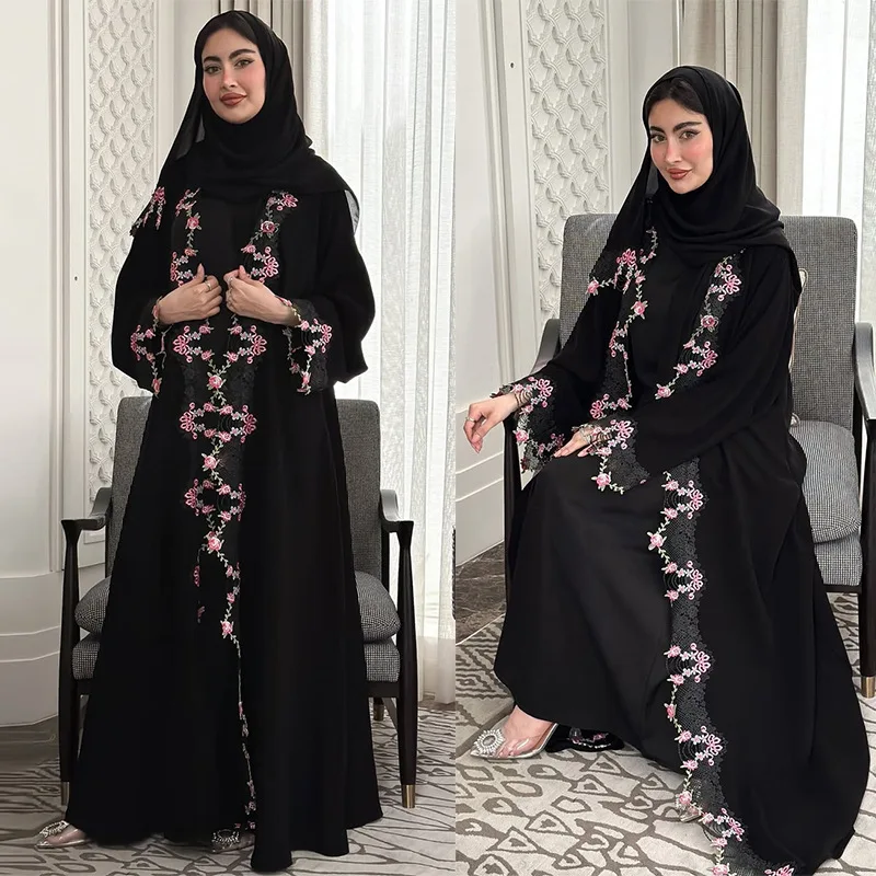 عباية كيمونو سوداء مطرزة، جلاب - مراجعة Embroidery Kebaya وسعره