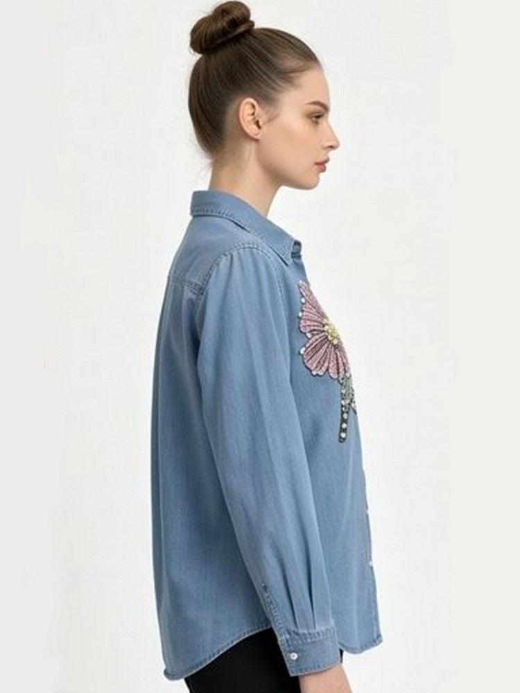 بلوزات نسائية من الدنيم مطرزة  - مراجعة Embroidery Cotton Shirt وسعره