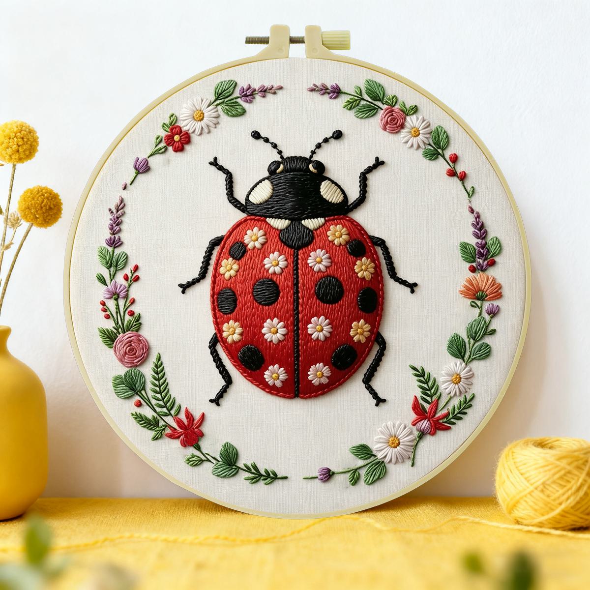 طقم تطريز على شكل دعسوقة 20×20 - مراجعة Embroidery Lady Bug وسعره