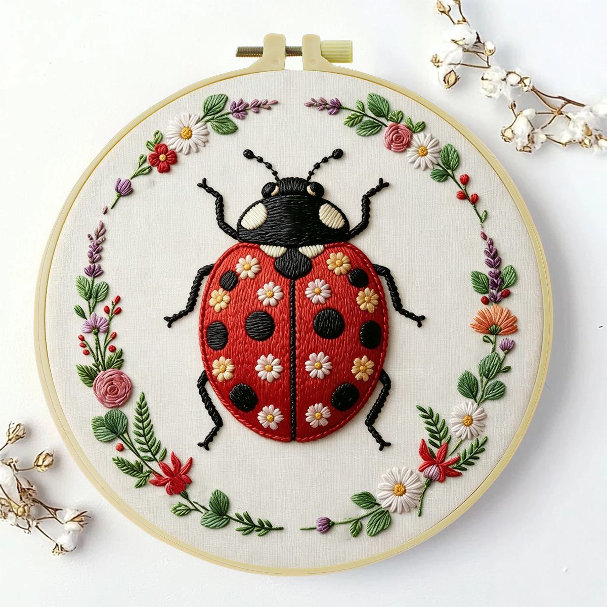 طقم تطريز على شكل دعسوقة 20×20 - مراجعة Embroidery Lady Bug وسعره