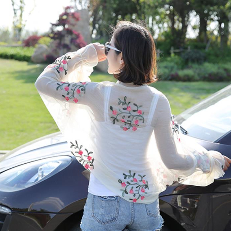 2025 صيف جديد إمرأة طويل عادية - مراجعة Embroidery Cotton Shirt وسعره