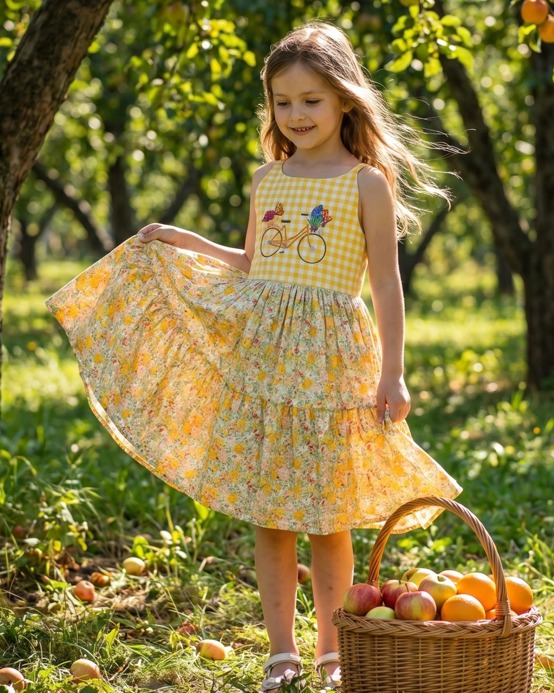 فستان للفتيات باللون الأصفر مع - مراجعة Embroidery Yellow Dress وسعره