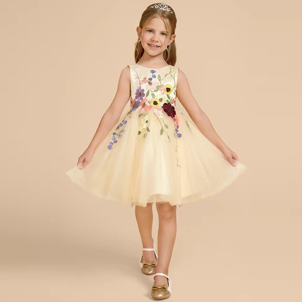 فساتين فتيات الزهور المصنوعة م - مراجعة Embroidery Yellow Dress وسعره